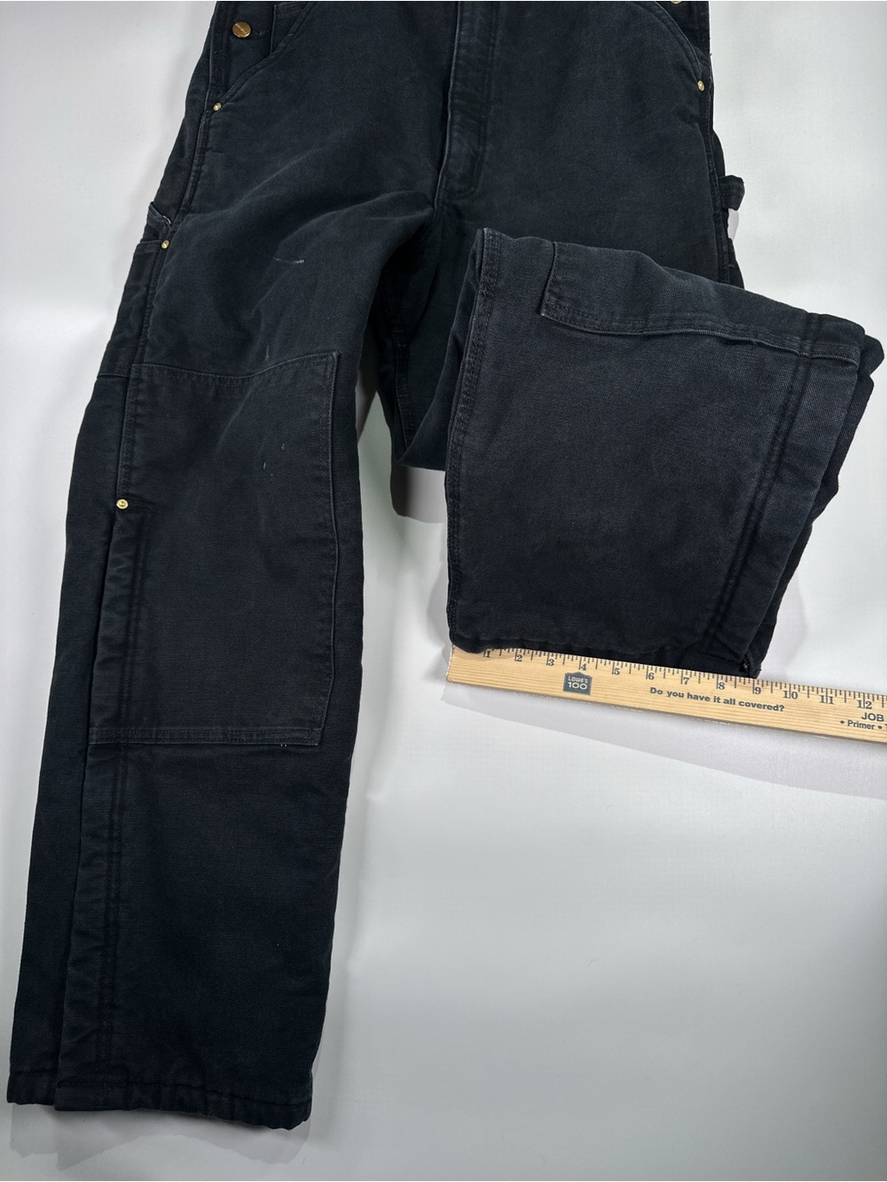 Carhartt R02 Lined Double Knee Duck Bib Overalls Faded Black 34x30 - Picture 15 of 16